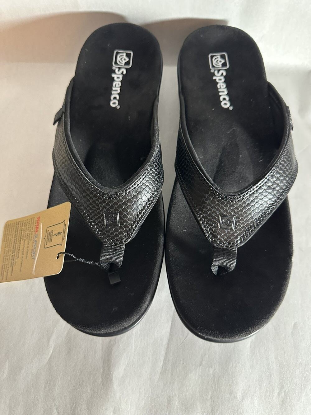 NIB Spenco Weekend Wedge Orthotic Sandal Black Snake 10 Total Support